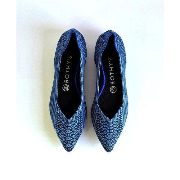 ROTHY'S The Point Lapis Python Blue Retired Print 8 38.5 Designer Knit Comfort - Picture 4 of 14